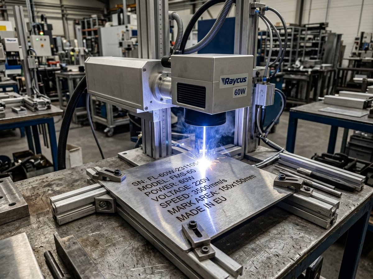 60W fiber laser marking machine engraving metal rating plate