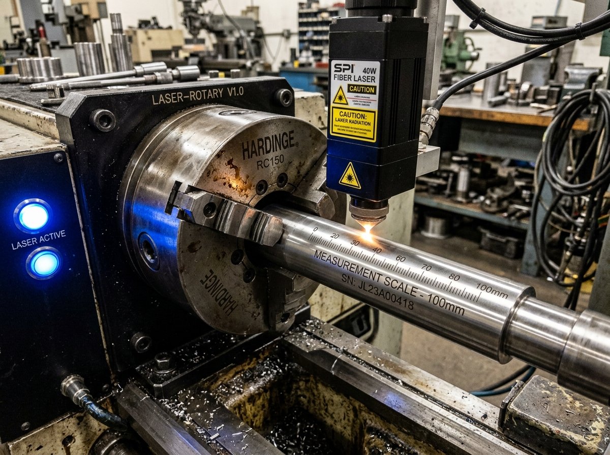 Fiber laser marking measurement scale on cylindrical shaft