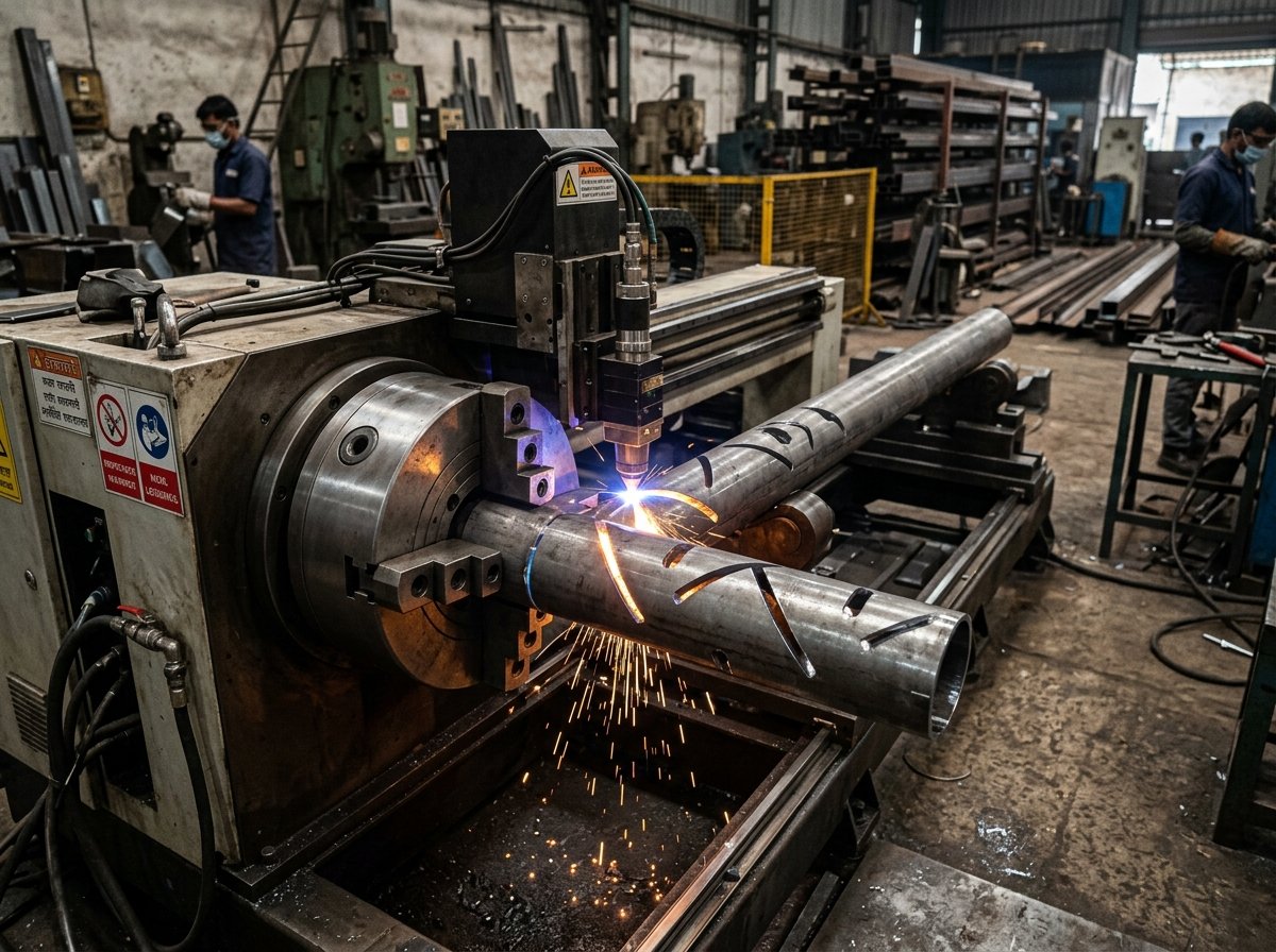 Rotary chuck laser cutting machine with bright sparks