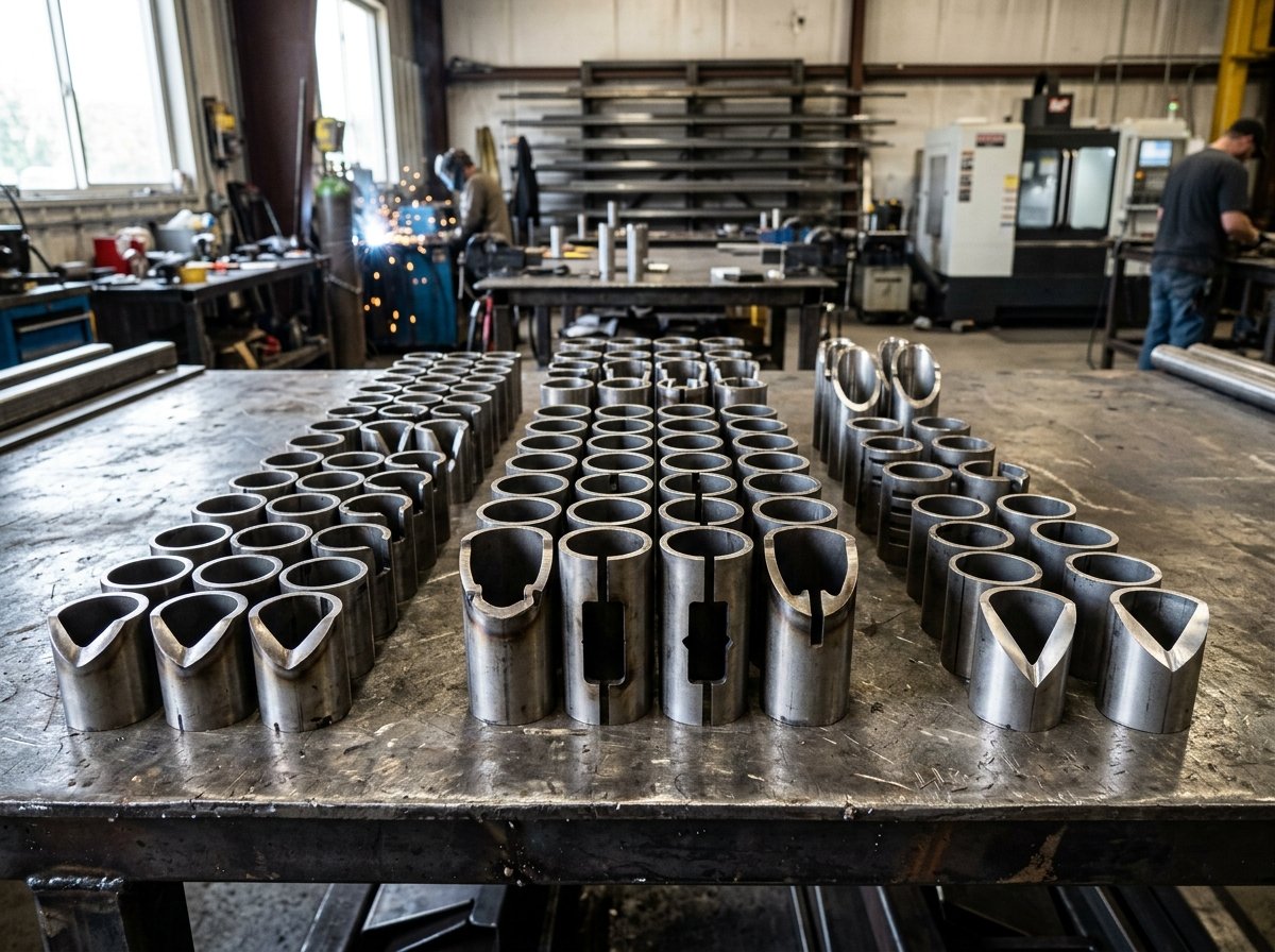 Precision coped fish-mouth cut pipe ends